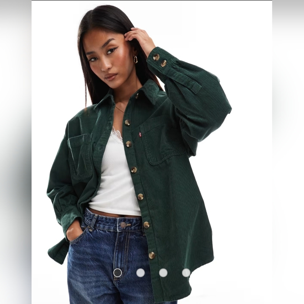 Levi's Women's Oversized Dark Green Orion Corduroy Overshirt